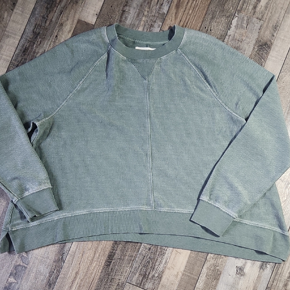 Thread & Supply Ribbed Sweatshirt Green Pullover NWT Size Large